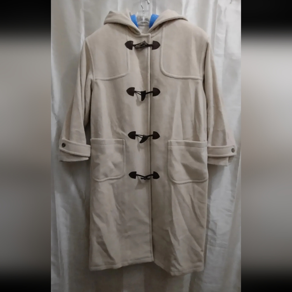 Eddie Bauer Wool Hooded Toggle Closure Long Duffel Coat Women's XL